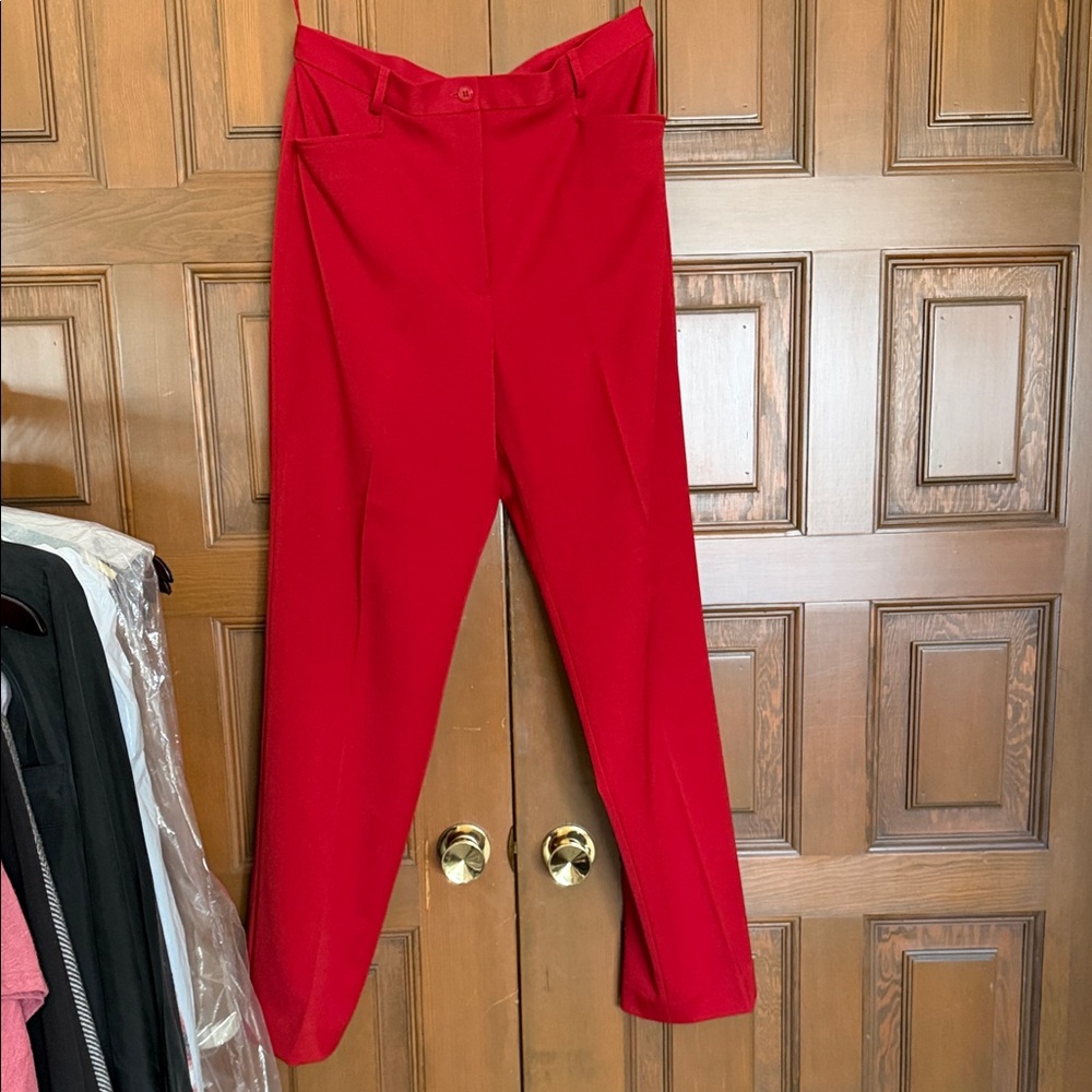 Nine & Co. Bright Red High-Waist Tailored Trousers